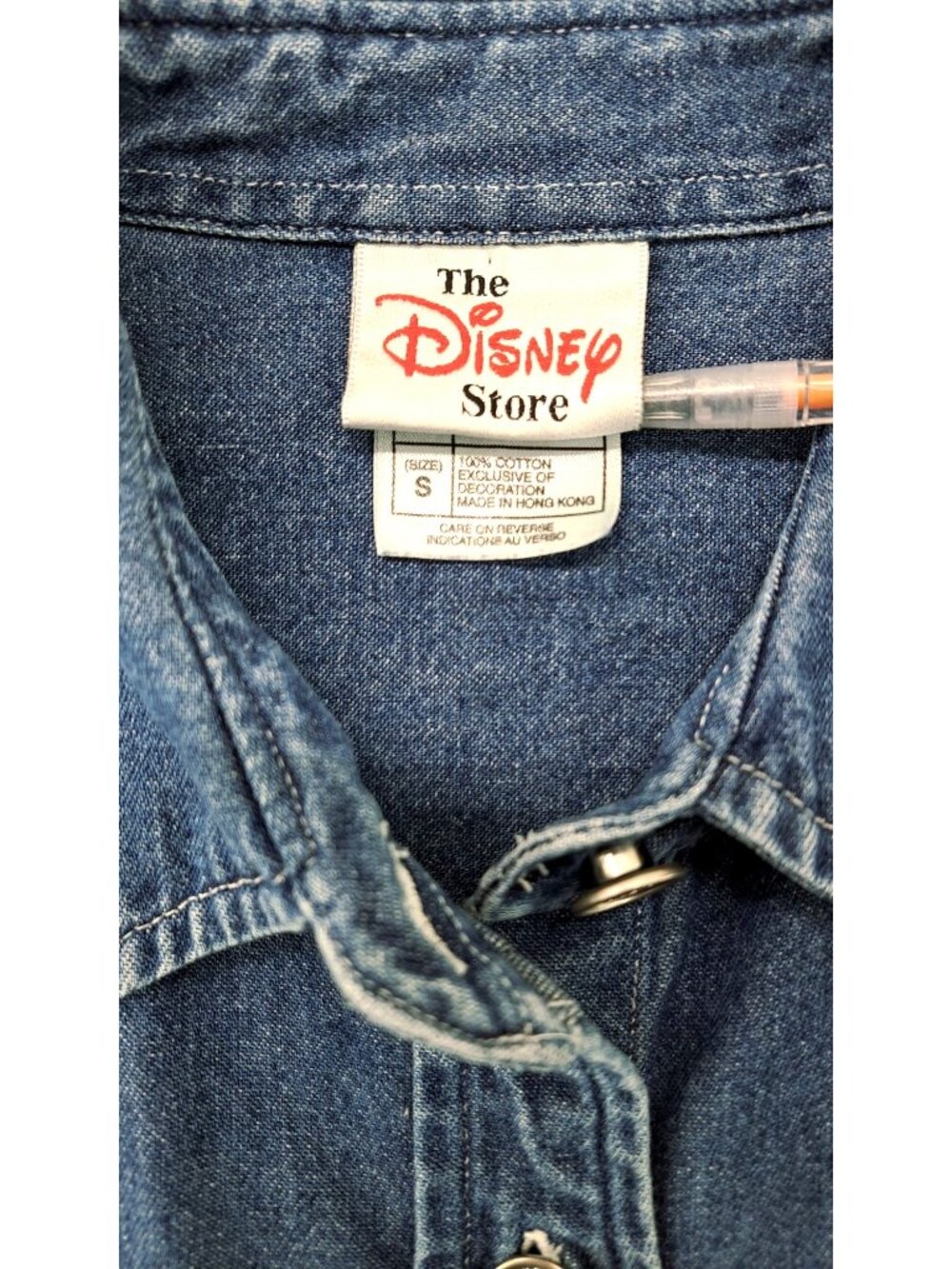 Vintage Disney Store Mickey Mouse Embroidered Denim Button-Up Shirt Size Small - Picture 5 of 11